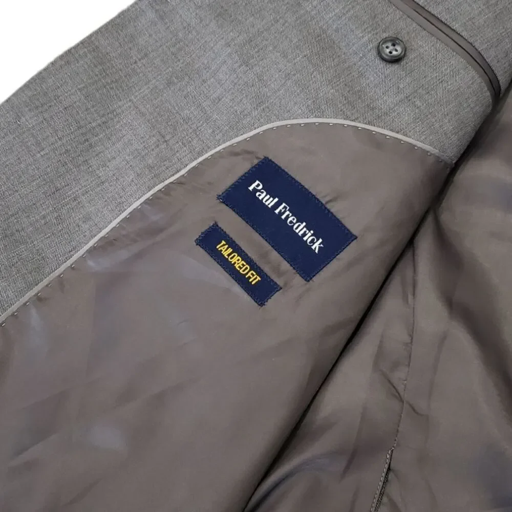 Paul Fredrick Gray Wool Tailored Fit Blazer 44R